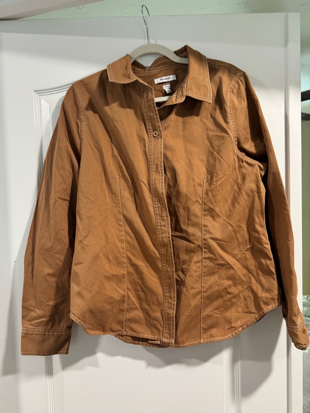 NWT Madewell Fitted Brown Button Down Shirt 14